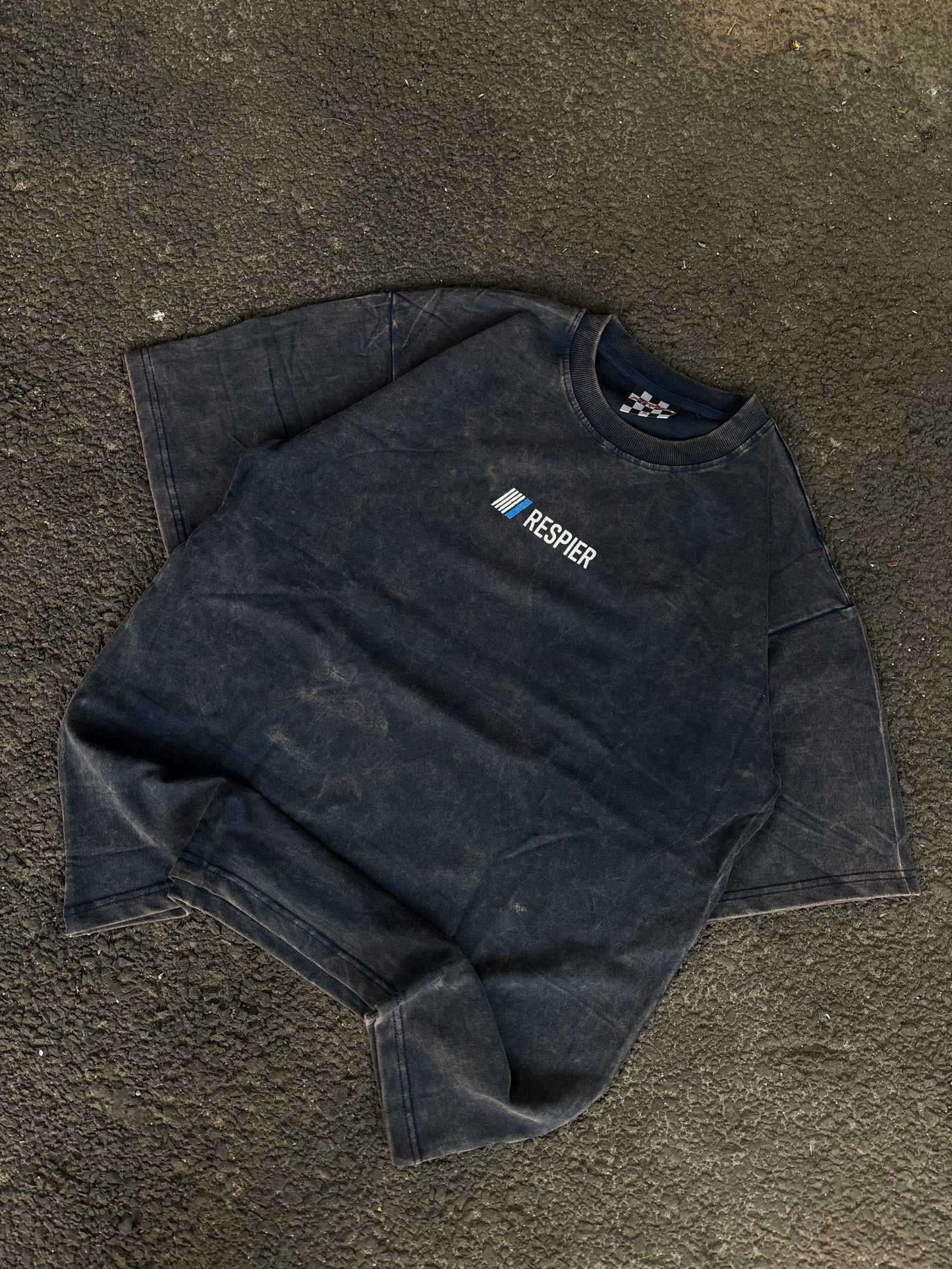 Against death acid wash oversized tee
