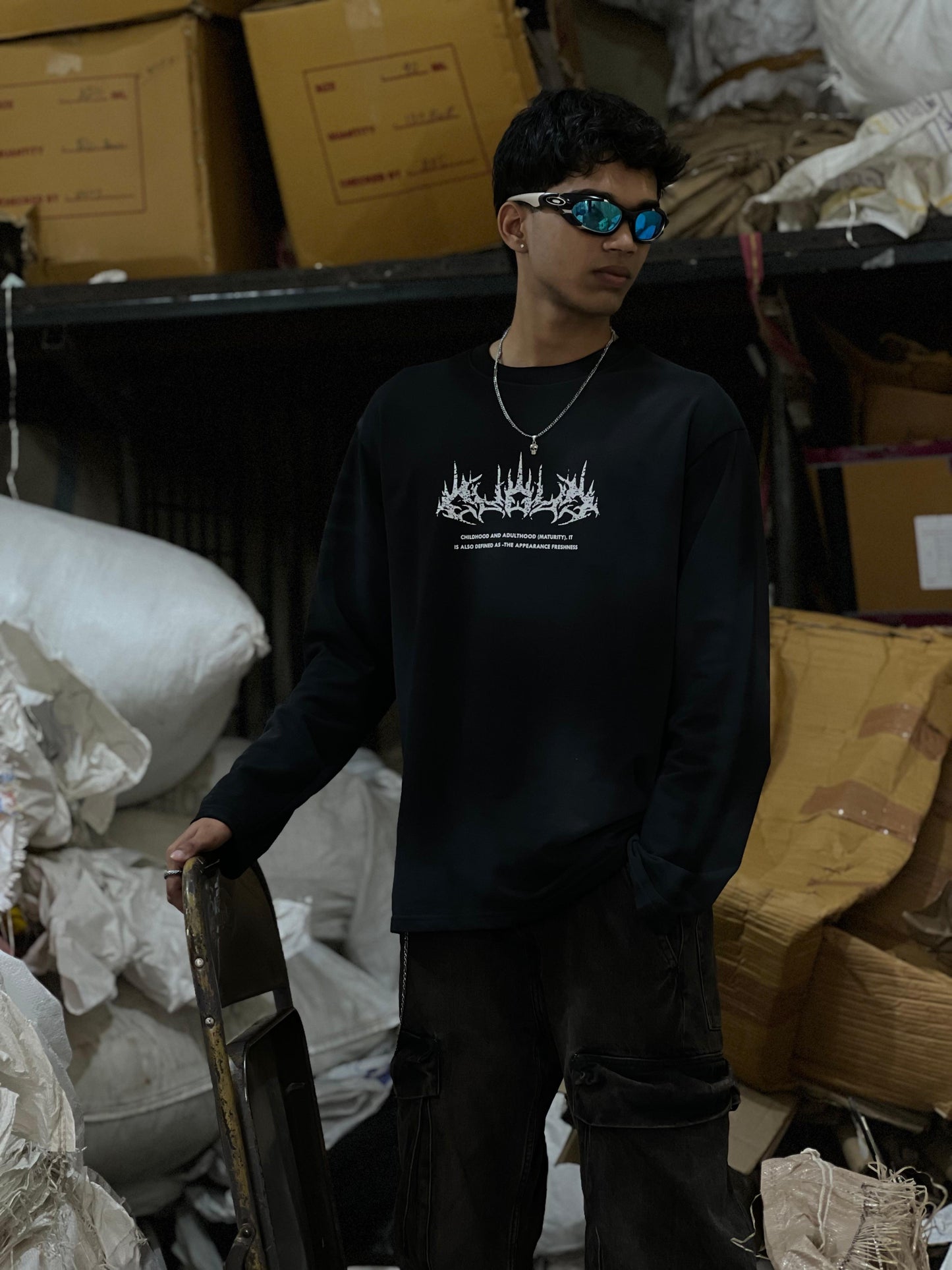 Black gothic oversized tee