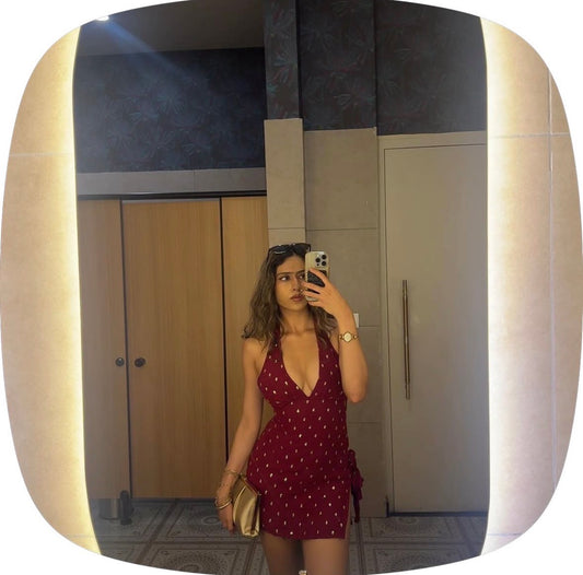 Red halter neck
