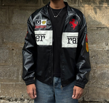 Black and white Ferrari racing jacket