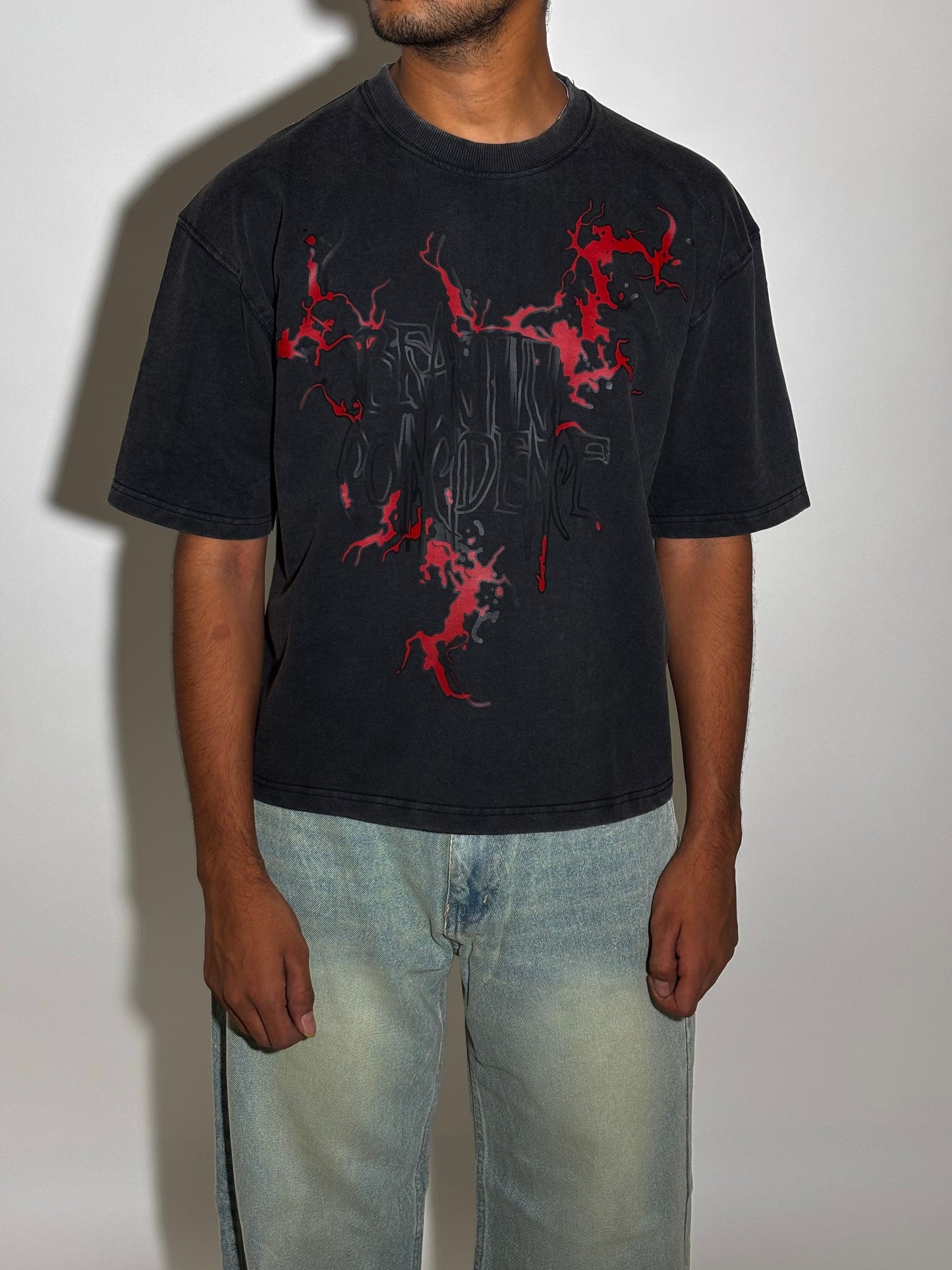 Red splash boxy tee
