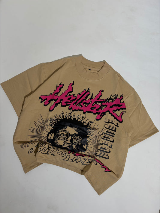 Hell pink cropped oversized tee