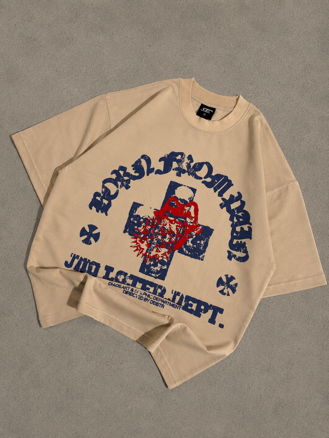 Disaster beige oversized tee