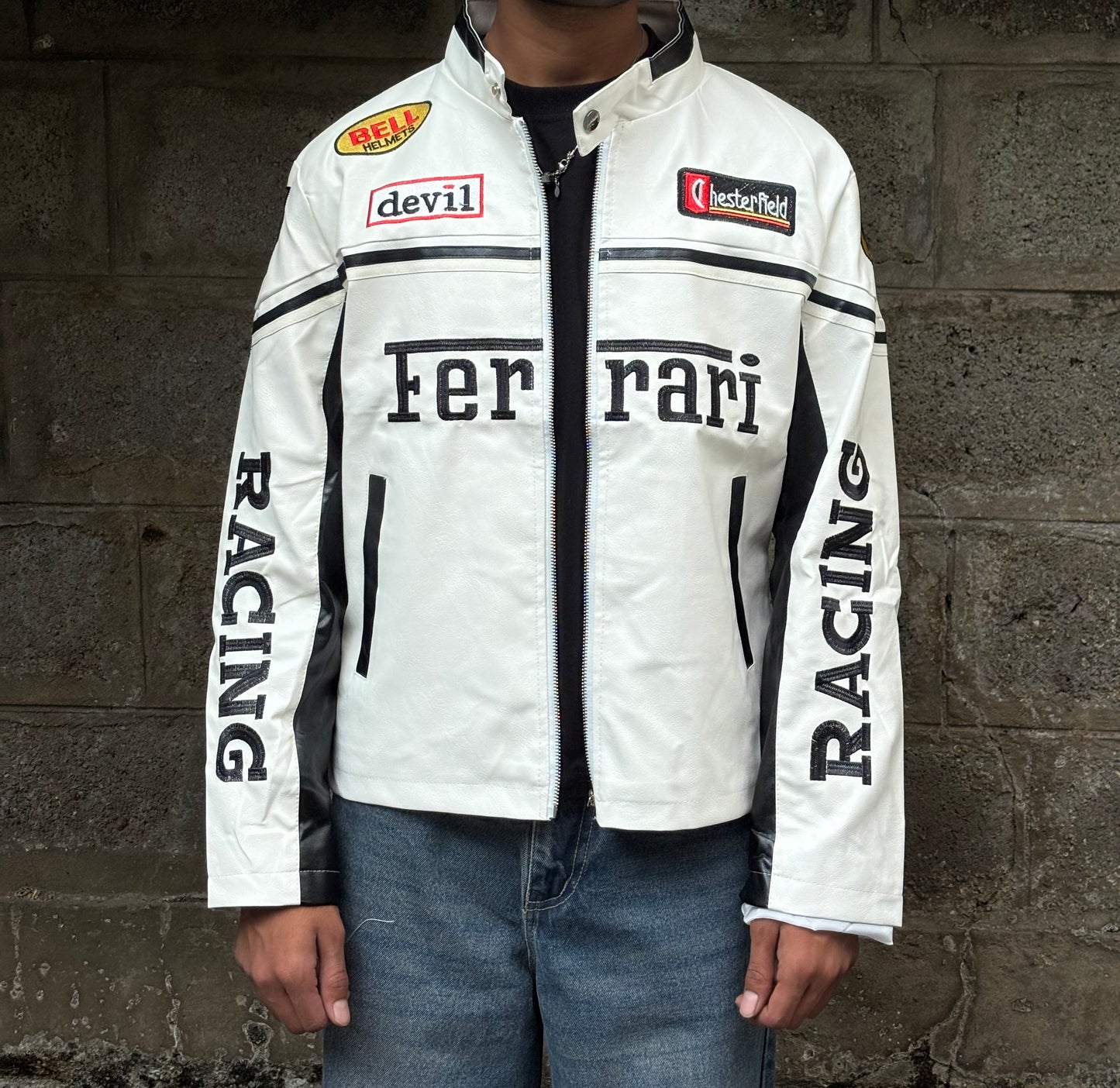 Ferrari white leather jacket