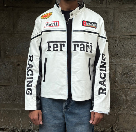 Ferrari white leather jacket
