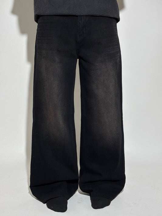 Black warm faded baggy jeans
