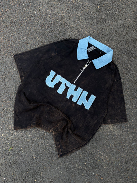 Uthn acid wash polo oversized tee