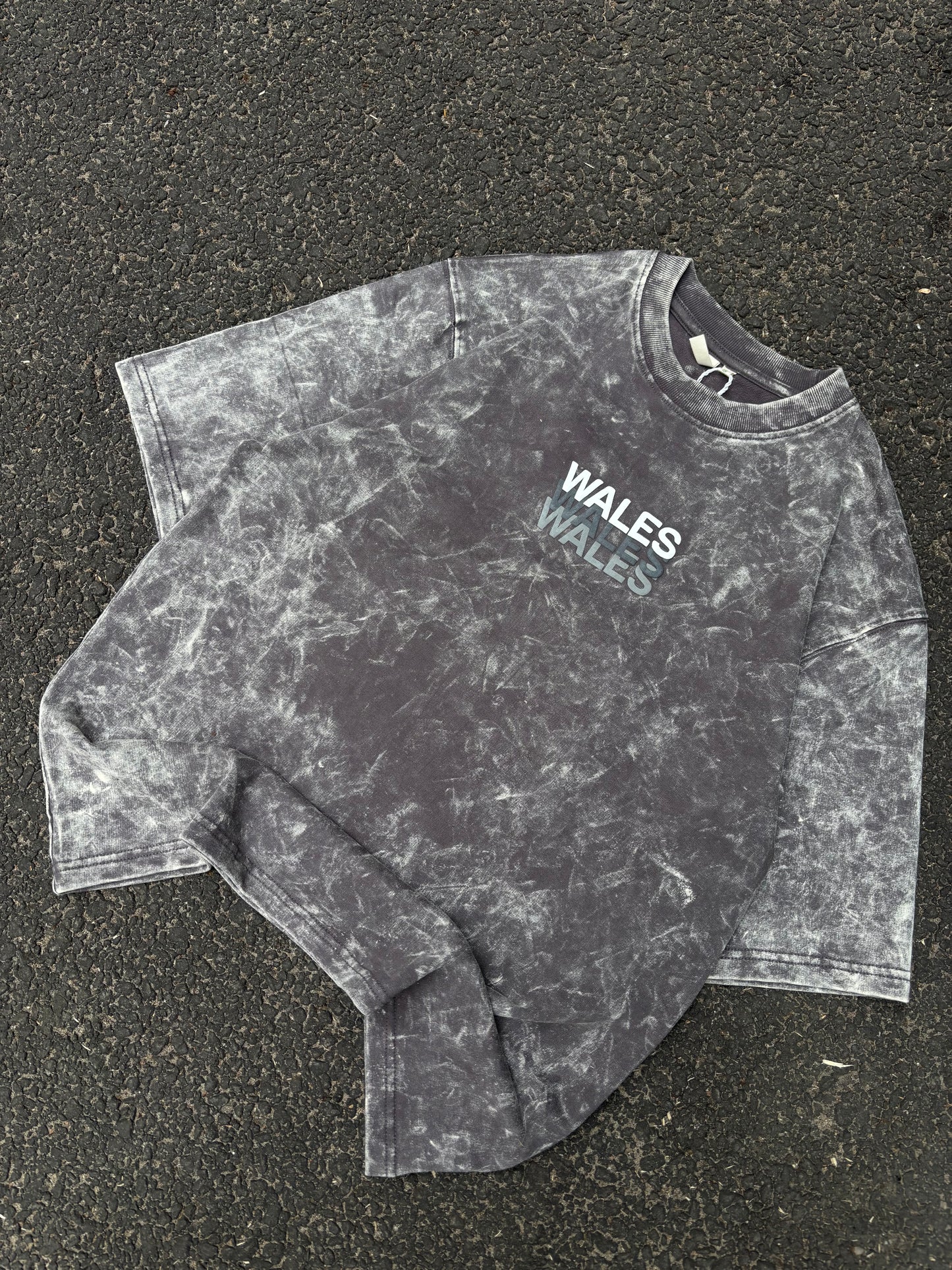 Wales grey acid wash oversized tee