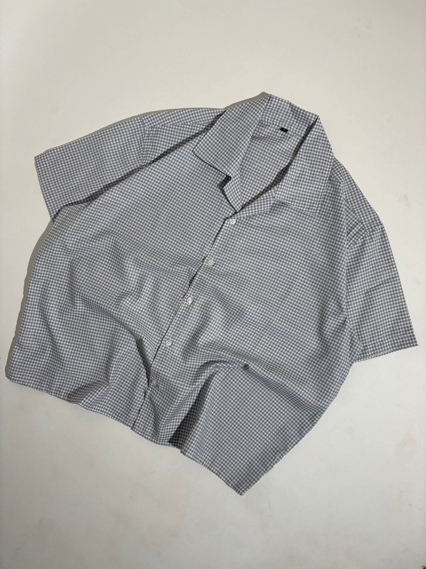 Light grey checks boxy shirt