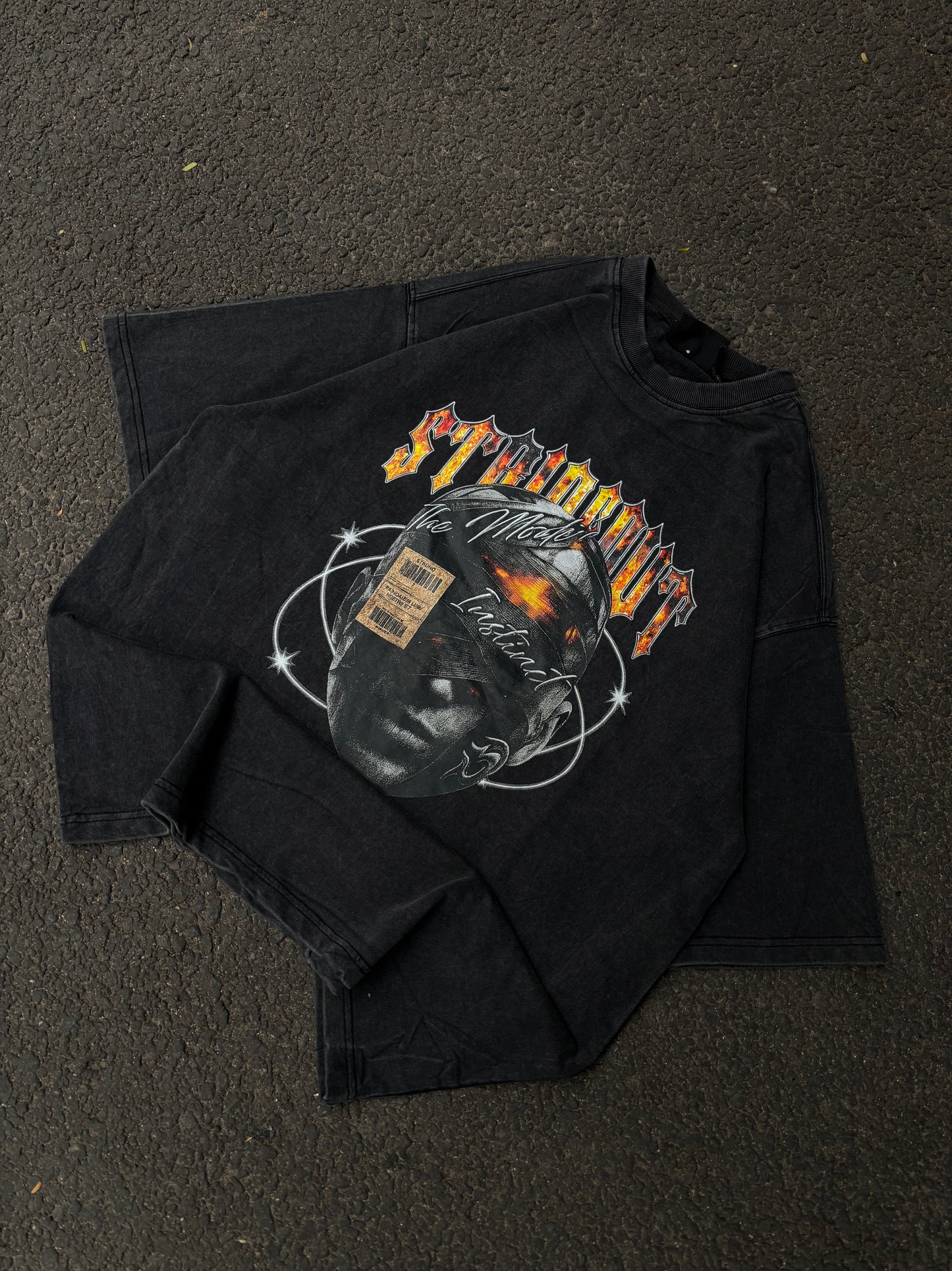 Instinct acid wash oversized tee