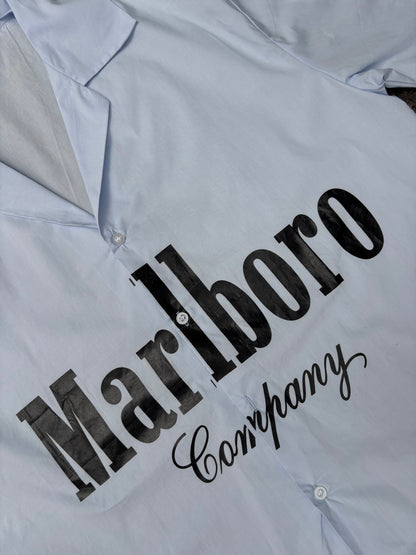 Marlboro baby blue cropped boxy shirt