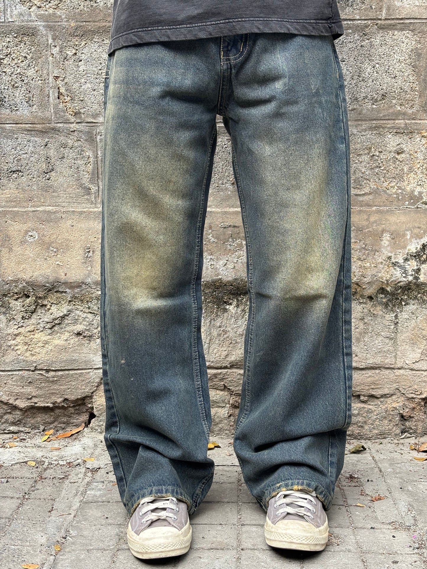 Faded blue baggy jeans
