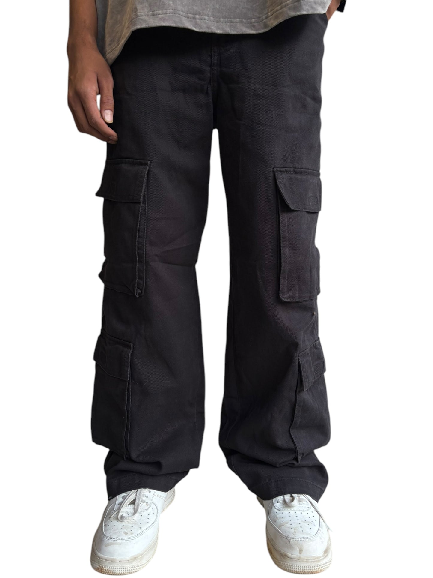 Black baggy premium cotton cargo