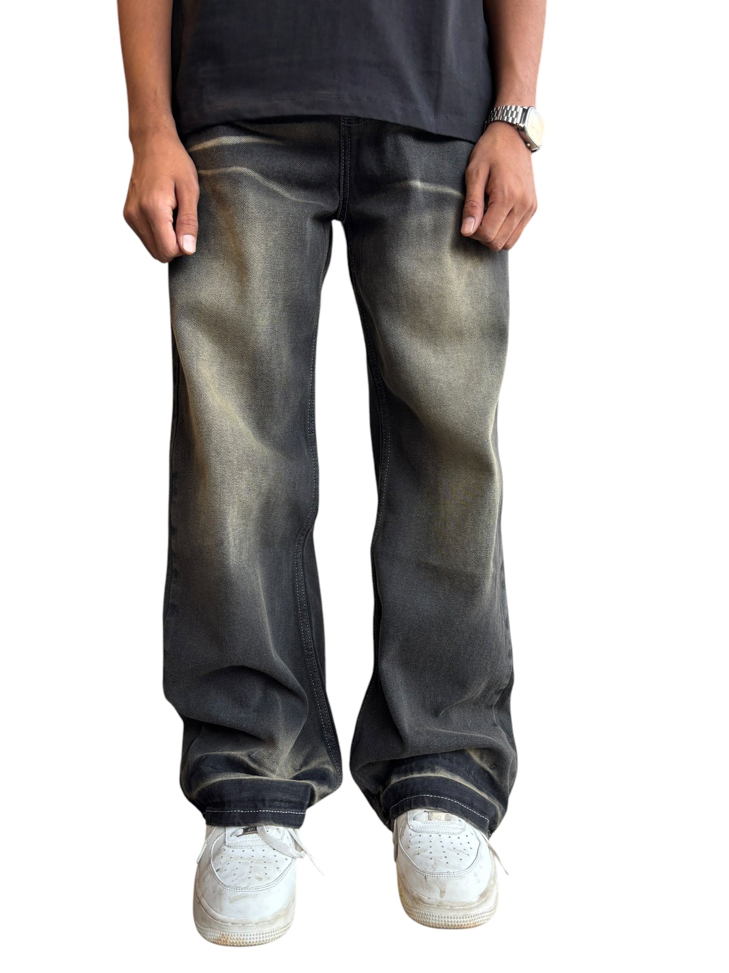 Black shades straight fit pants