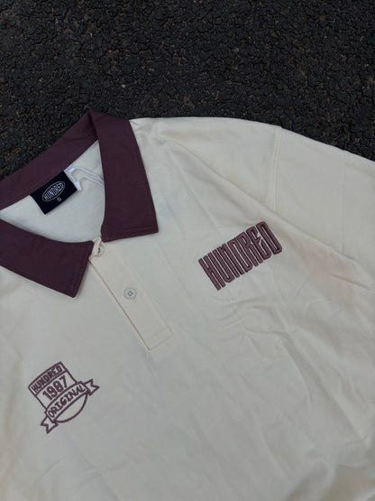 Beige polo oversized tee