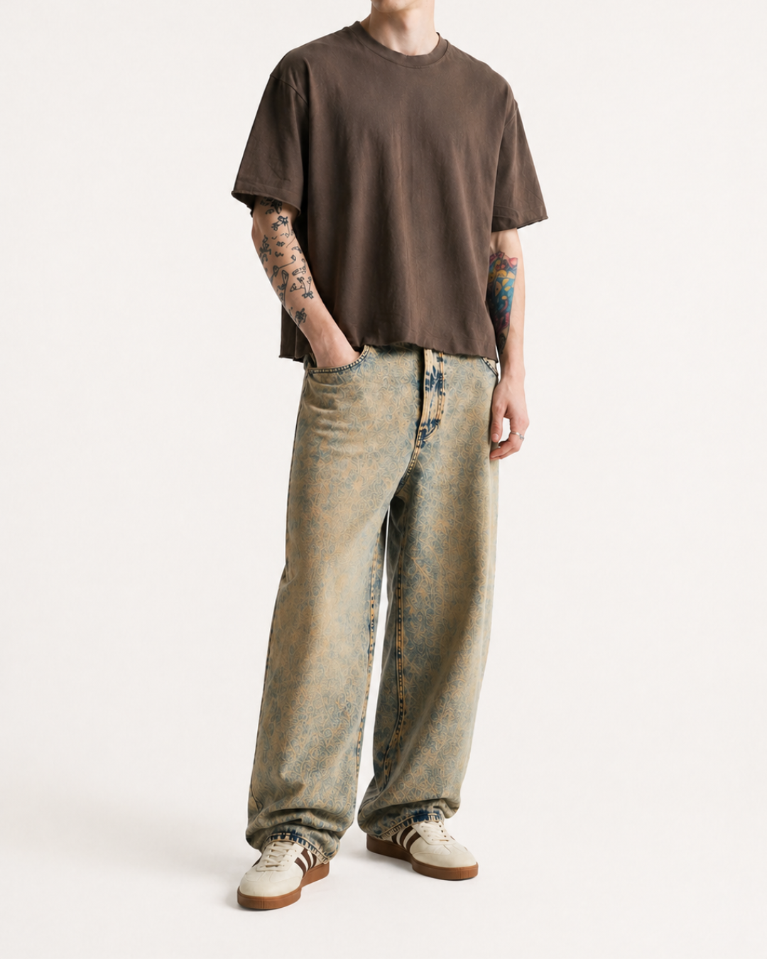 Brown crop boxy fit T-shirt