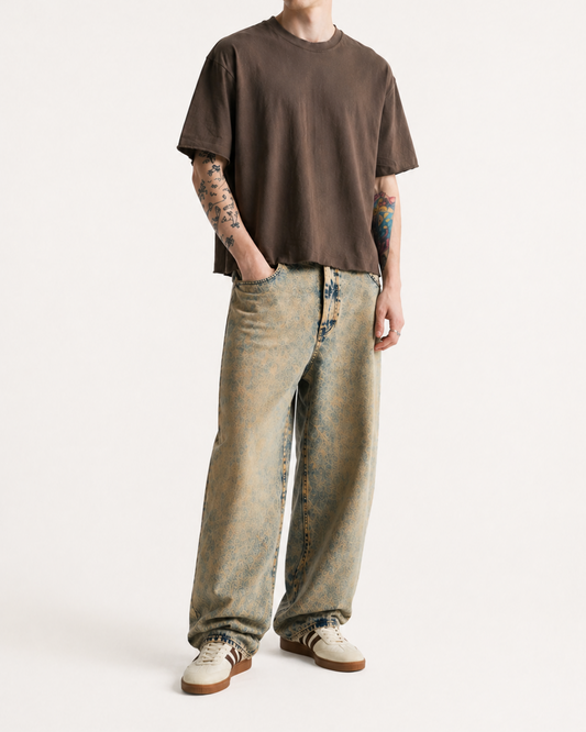 Brown crop boxy fit T-shirt