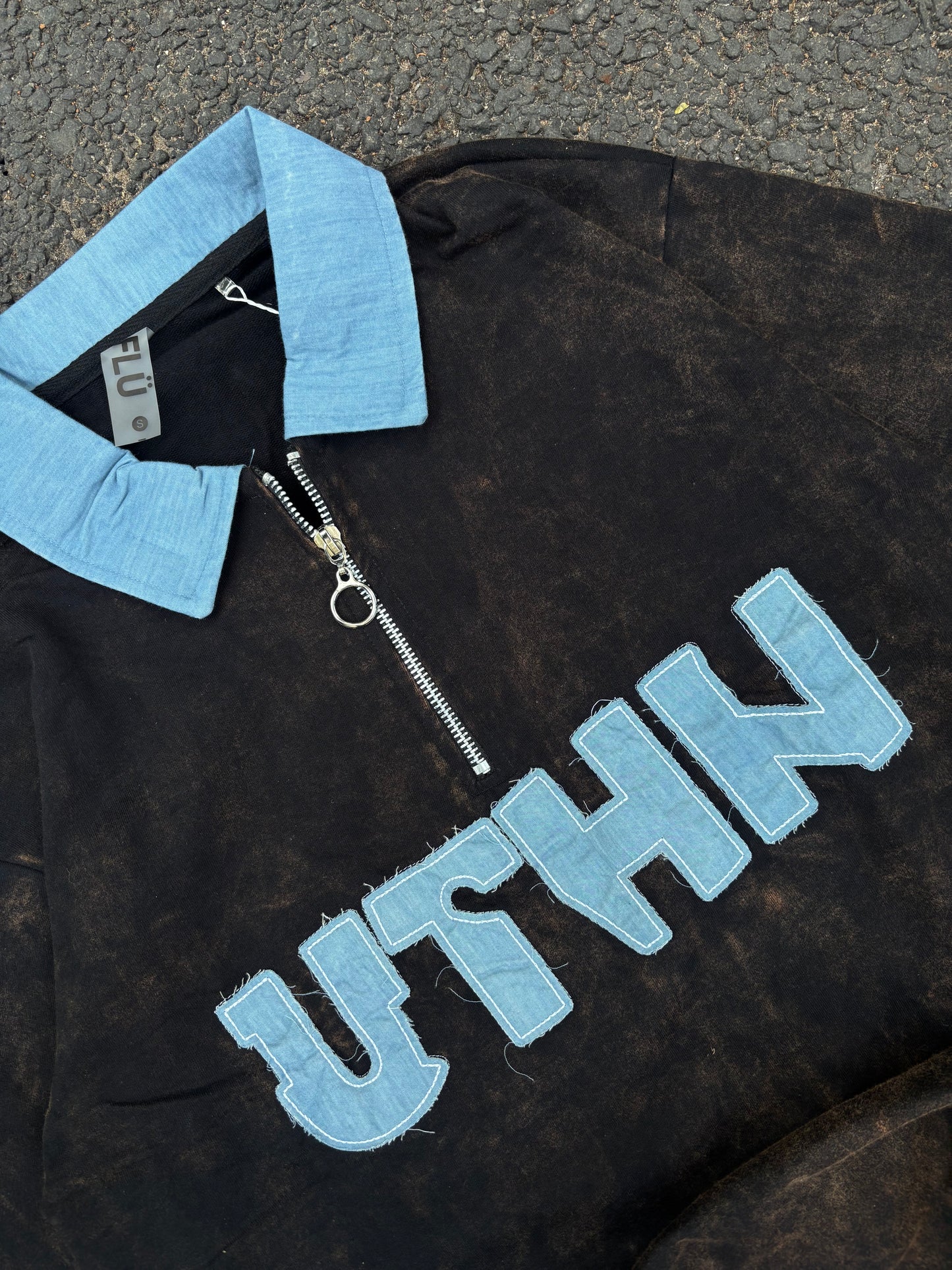 Uthn acid wash polo oversized tee