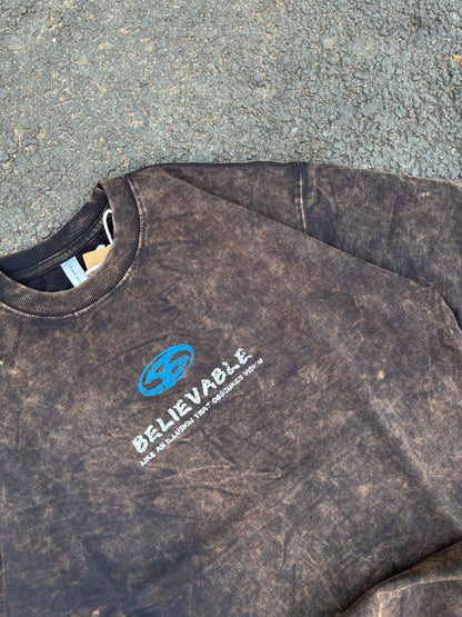 Believable brown acid wash oversized tee