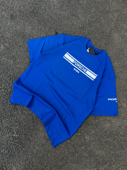 Porsche blue oversized tee