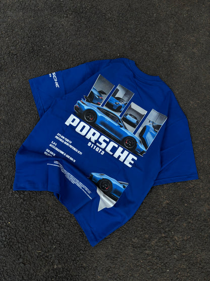 Porsche blue oversized tee