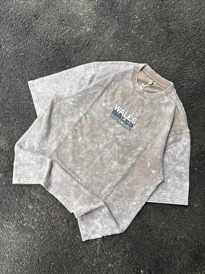 Wales beige oversized acid wash tee