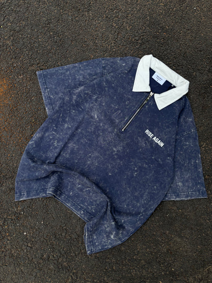 Blue acid wash oversized polo tees