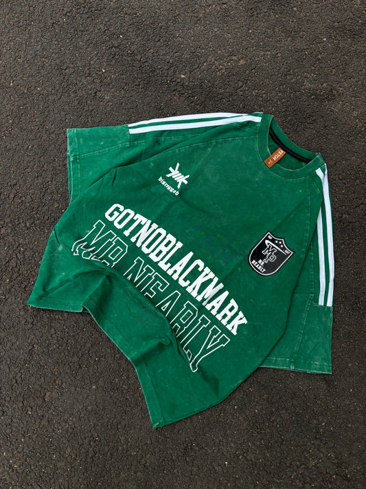 Black mark green acid wash tee