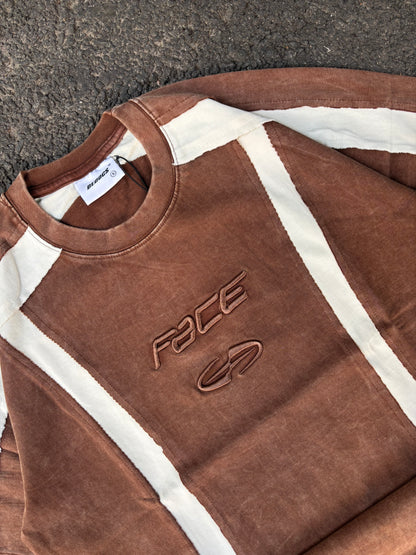 Face brown oversized tee