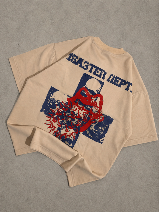 Disaster beige oversized tee