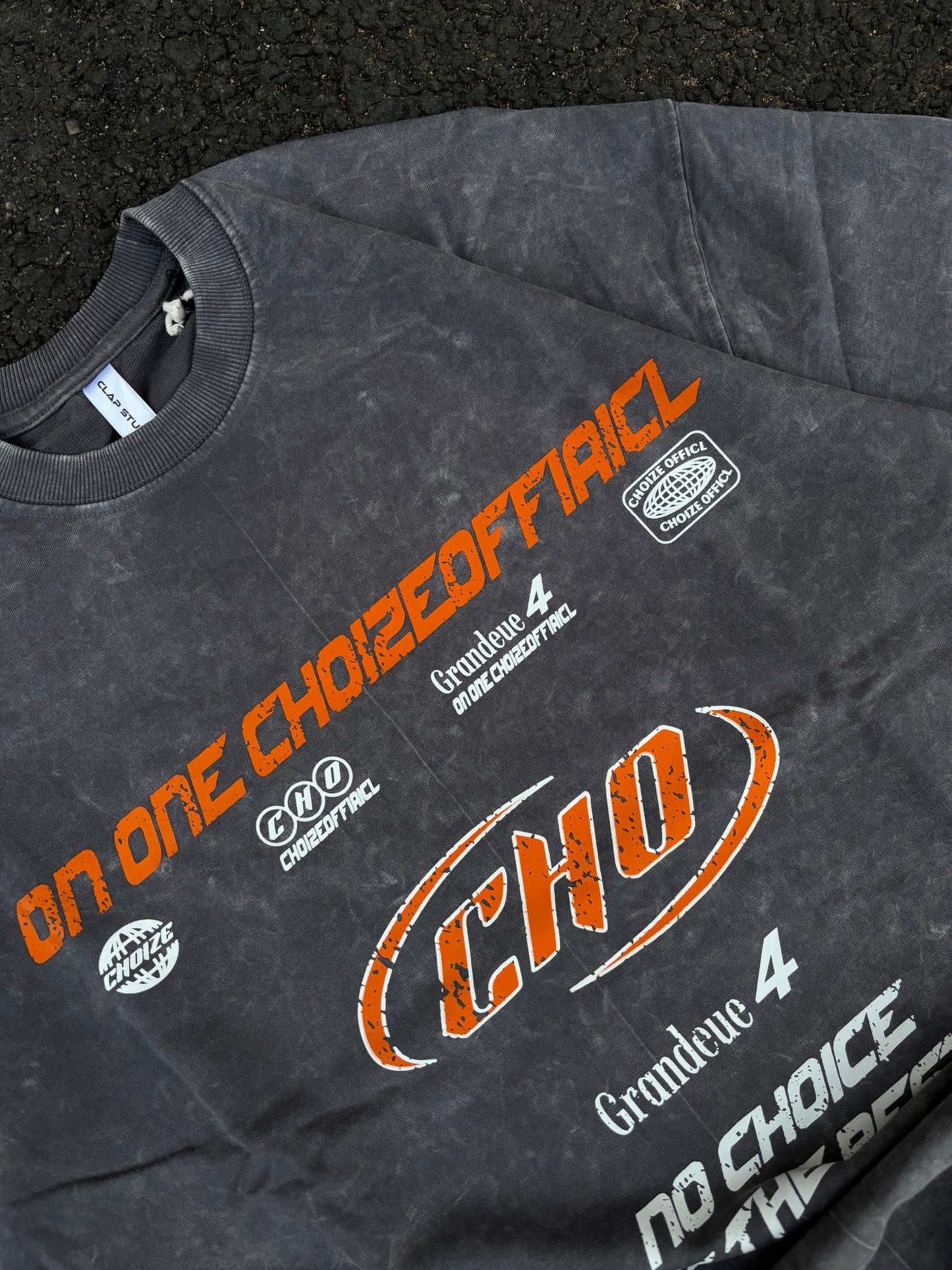 Cho grey acid wash oversized tee