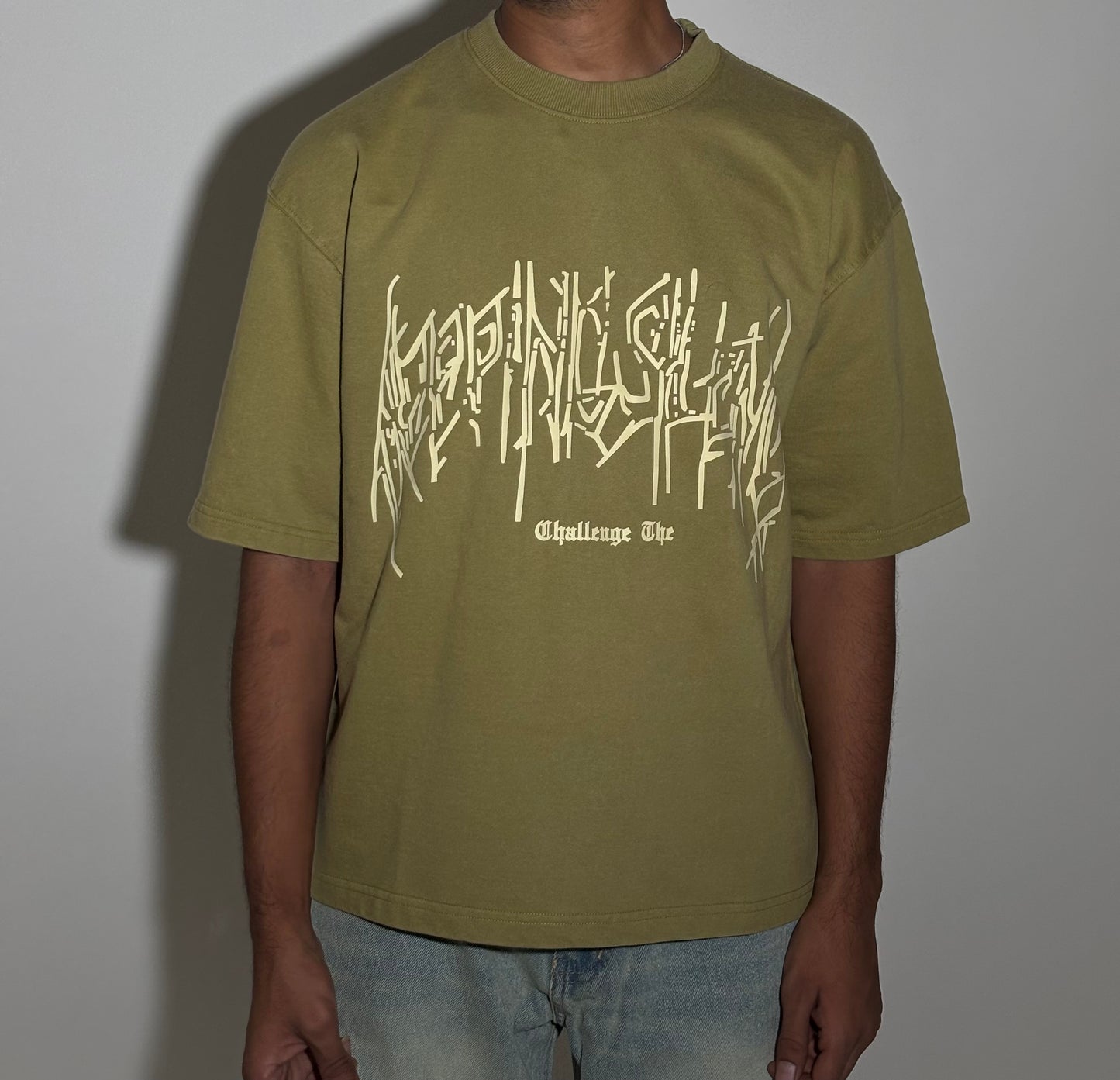 Challenge basil green boxy tee