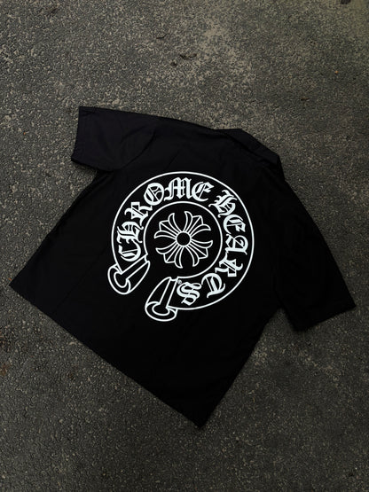 Hearts black cropped boxy shirts