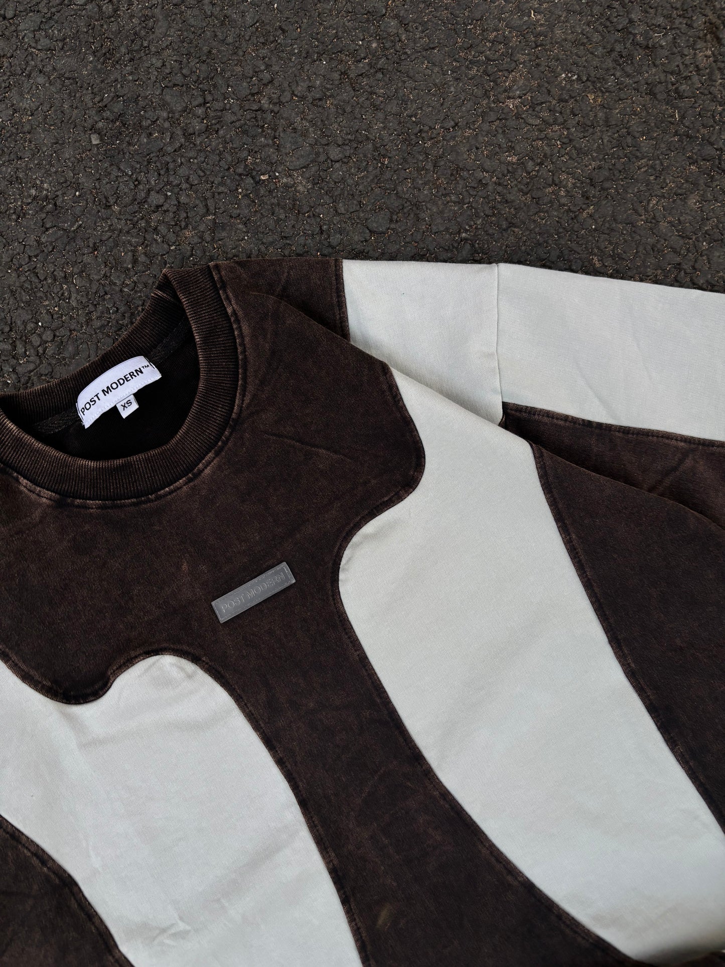 Patchwork acid wash oversized tee