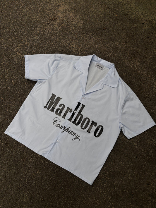 Marlboro baby blue cropped boxy shirt