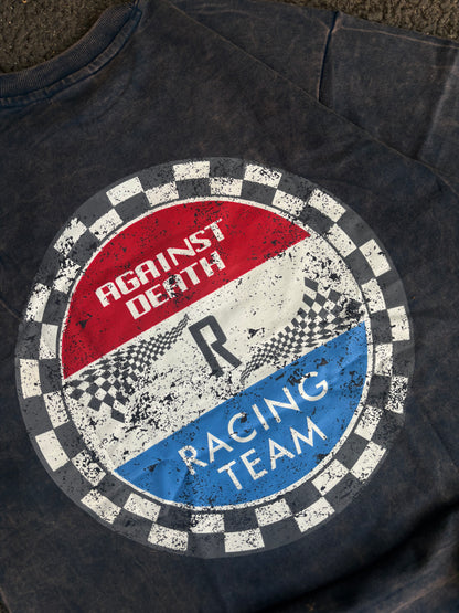 Against death acid wash oversized tee