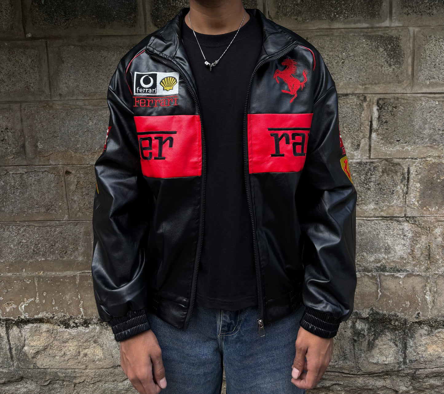 Red and black Ferrari racing jacket
