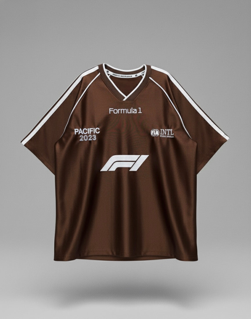F1 brown shining oversized jersey