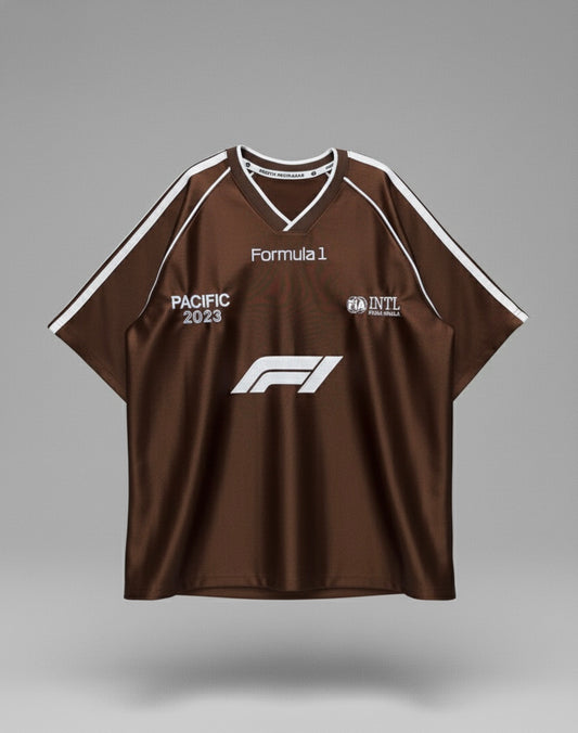 F1 brown shining oversized jersey