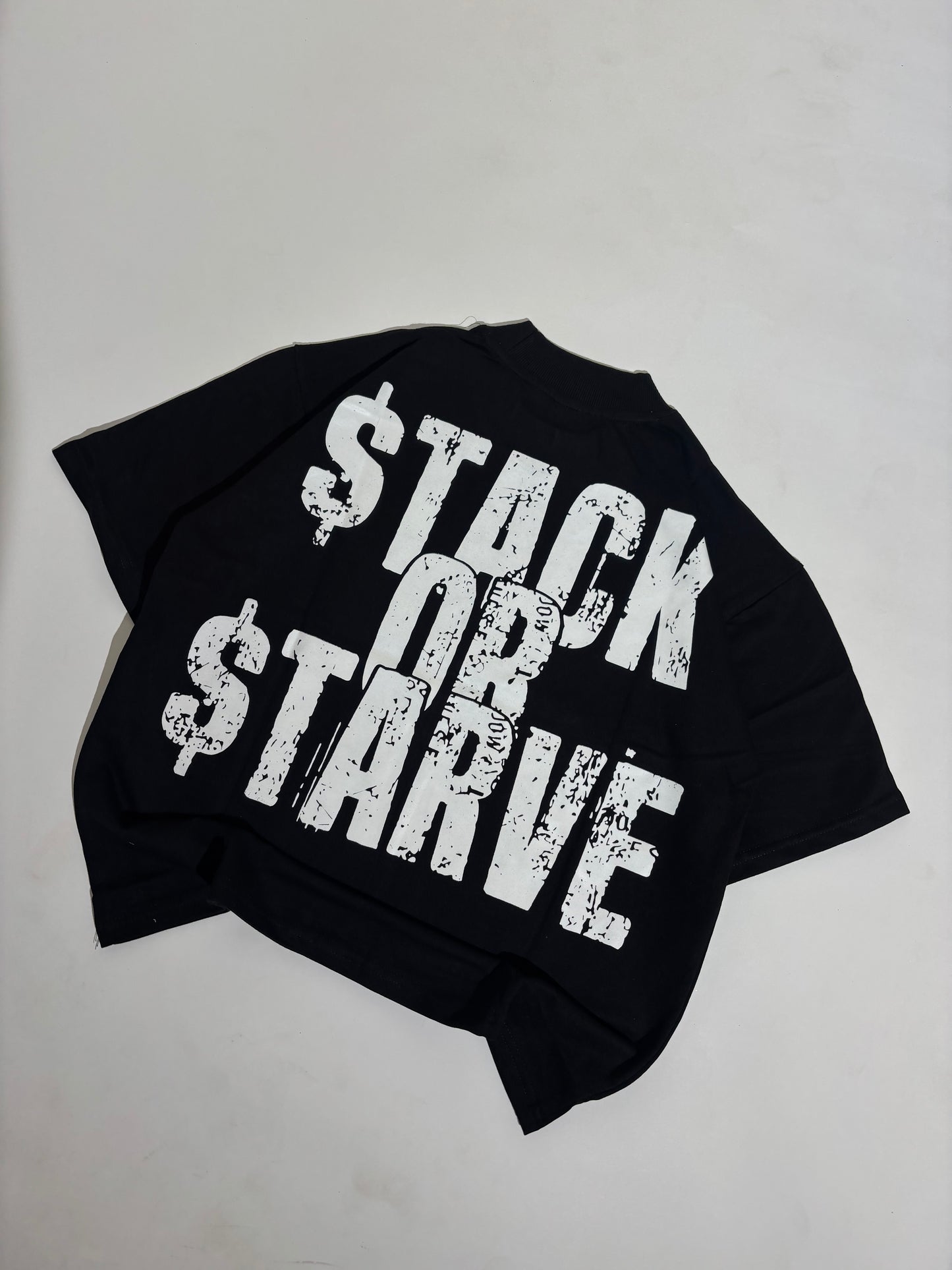 Stack black cropped oversized tee