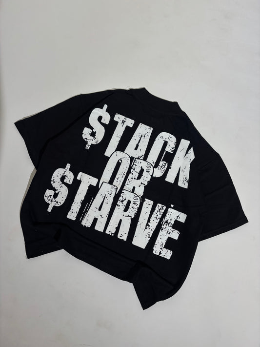 Stack black cropped oversized tee