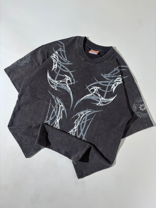 Wave acid wash oversized tee