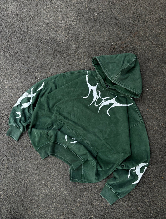 Spike green acid wash hoodie