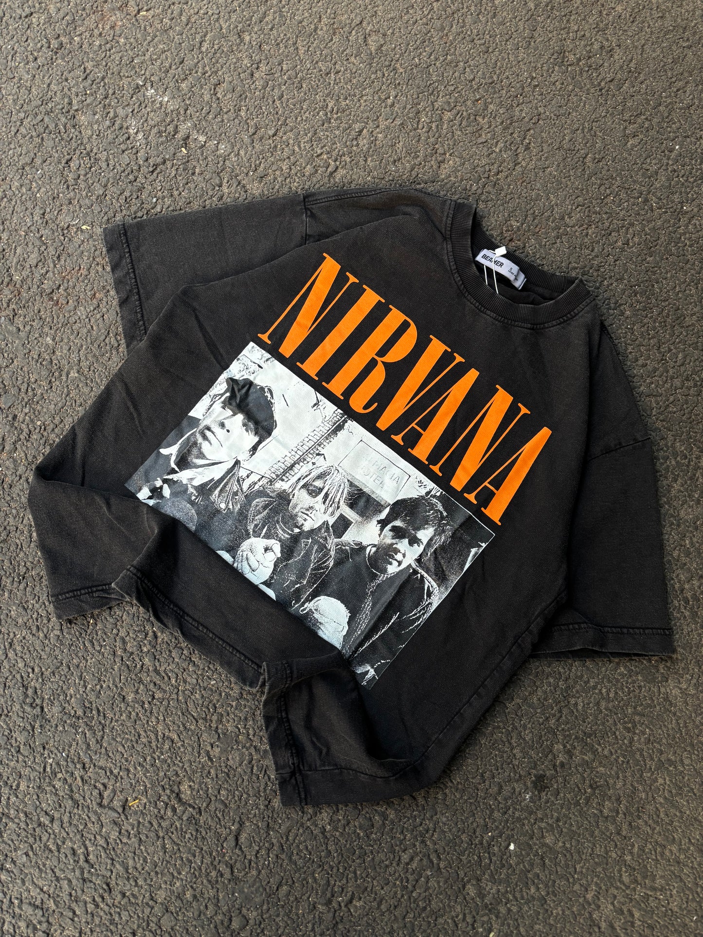 NIRVANA lava wash oversized tee