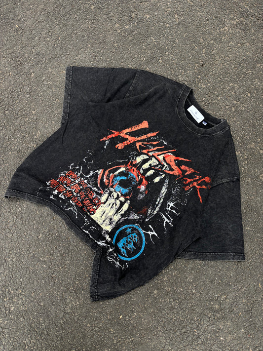 Hell star red acid wash oversized tee