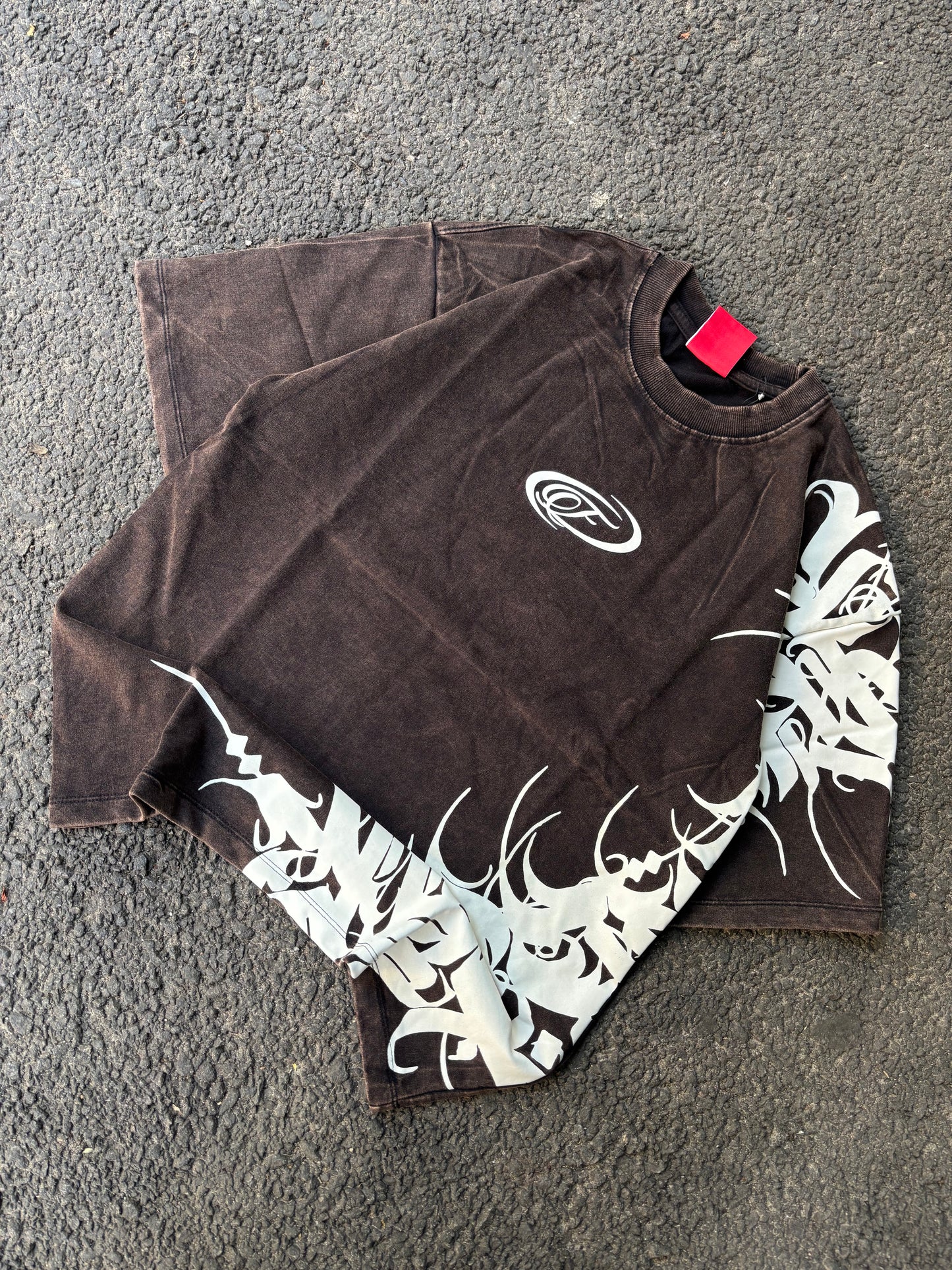 Strokes brown acid washed oversized tee