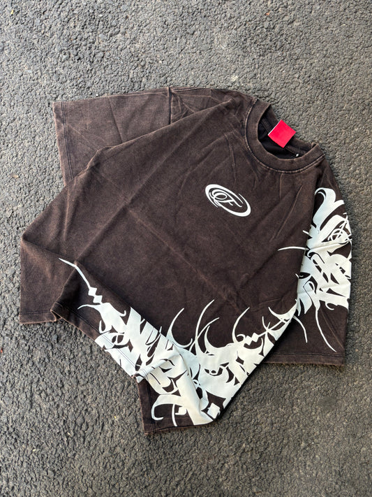 Strokes brown acid washed oversized tee
