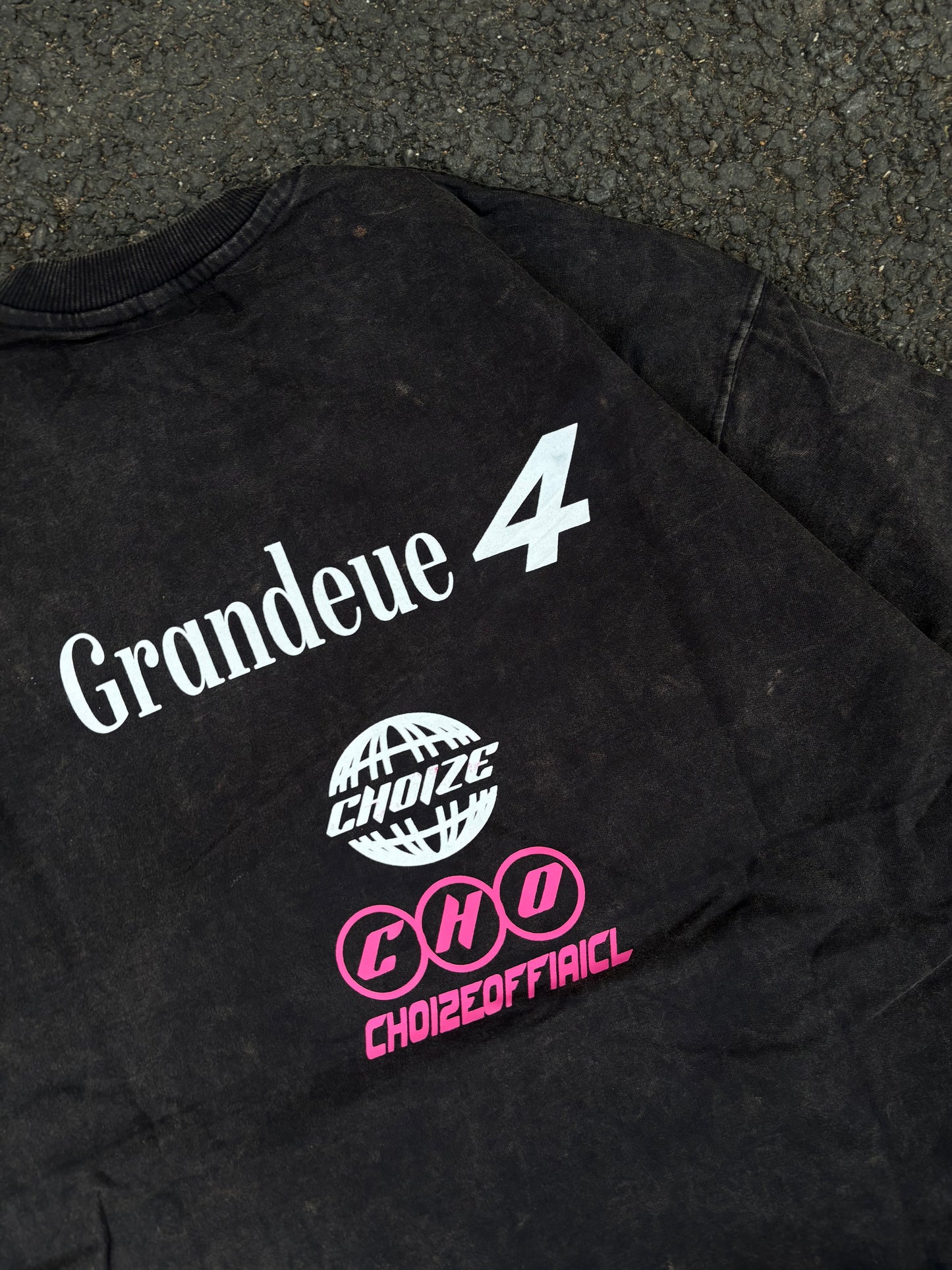 Cho acid wash black oversized tee