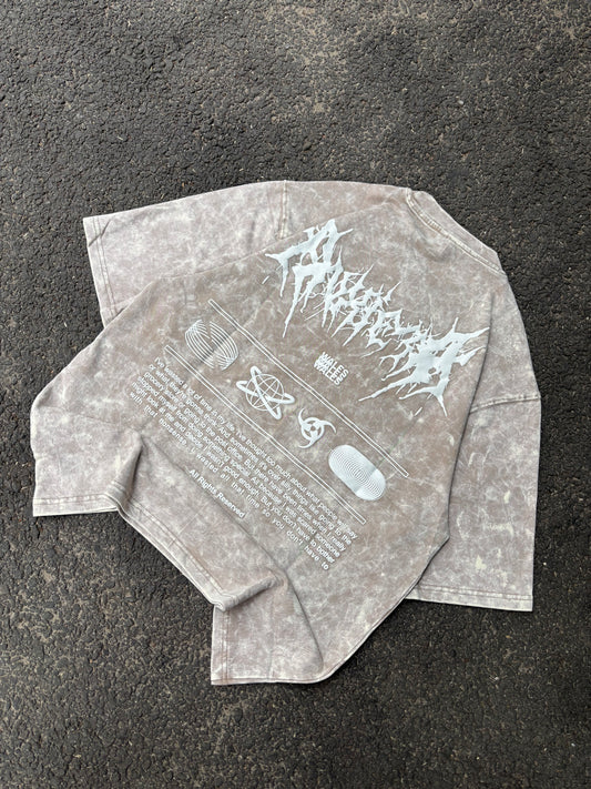 Wales beige oversized acid wash tee