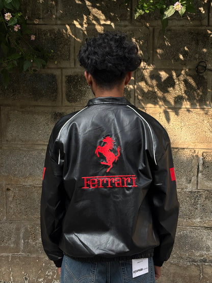 Black and white Ferrari racing jacket